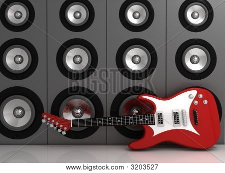 Guitar og højttalere