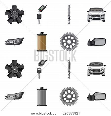 Vector Design Of Auto And Part Sign. Set Of Auto And Car Vector Icon For Stock.