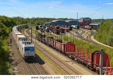Munich, Germany - July 10, 2019: Motive Power Maintenance Depot Of German Freight Railway Company Wi