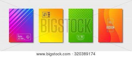 Ab Testing, Settings Gear And Organic Product Line Icons Set. Cover Design, Poster Template. Augment