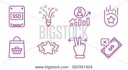 Inspiration, Ssd And Star Line Icons Set. Online Buying, Touchscreen Gesture And Career Ladder Signs