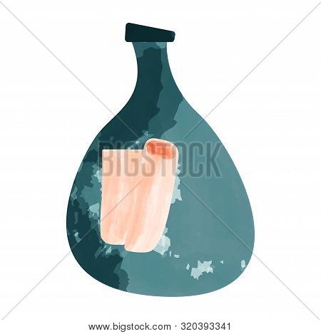 Message In The Bottle Icon In Cartoon Style Isolated On White Background. Pirates Symbol Stock Vecto