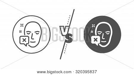 Human Profile Sign. Versus Concept. Face Declined Line Icon. Facial Identification Error Symbol. Lin
