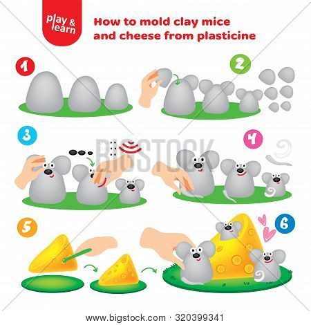 Plasticine Mice And Cheese Kids Step Instruction