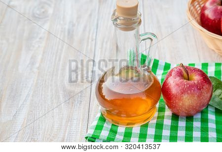 Apple Cider Vinegar In A Bottle. Selective Focus.
