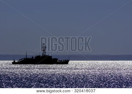 Hel, Pomerania, Poland - August 27: Polish Warship At Baltic Sea On August 27, 2019 In Hel, Pomerani