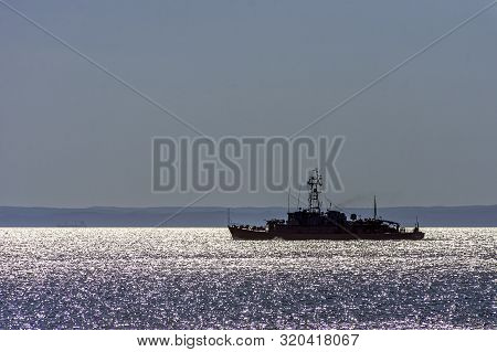 Hel, Pomerania, Poland - August 27: Polish Warship At Baltic Sea On August 27, 2019 In Hel, Pomerani