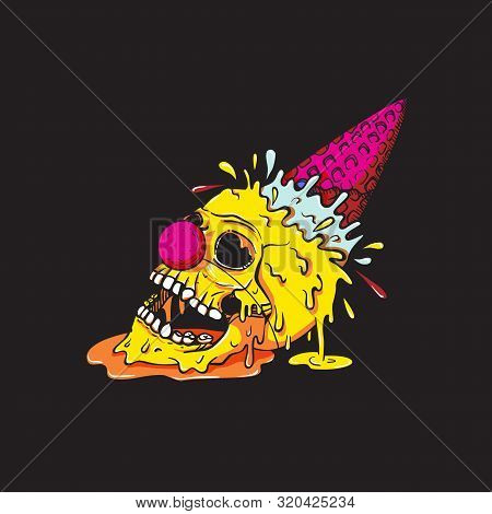 Clown Yellow Skull Ice Cream Fell On The Ground, Waffle Cone Sticking Up And Splashes Fly Away, The 