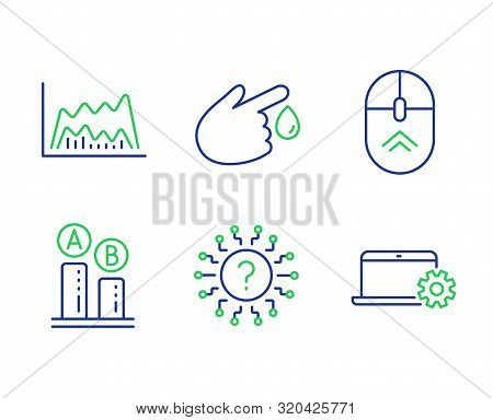 Swipe Up, Blood Donation And Ab Testing Line Icons Set. Question Mark, Trade Chart And Notebook Serv