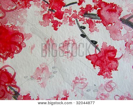 Cherry Blossoms akvarell 7