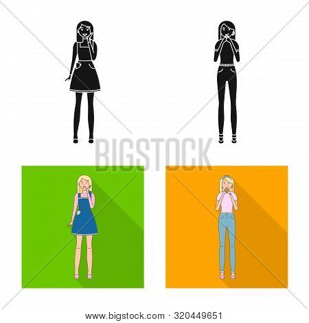 Vector Illustration Of Posture And Mood Symbol. Set Of Posture And Female Stock Vector Illustration.