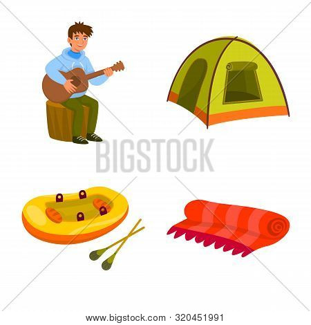 Vector Design Of Picnic And Nature Logo. Collection Of Picnic And Travel Vector Icon For Stock.