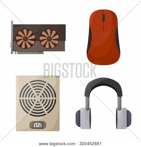 Vector Design Of Computer And Hardware Icon. Collection Of Computer And Component Stock Symbol For W