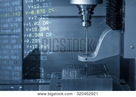 The Abstract Scene Of The G-code Data And The Gun-drill Machine While Drilling The Water Channel At 
