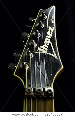 Belgrade, Serbia - April 17, 2017: Detail Of The Ibanez Guitar. Ibanez Is A Japanese Guitar Brand Ba