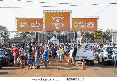 Campo Grande - Ms, Brazil - August 24, 2019: People On The Entrance Of The Event Rally Dos Sertoes A