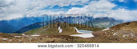 Panorama of Himalayas near Kullu Valley. Himachal Pradesh, India
