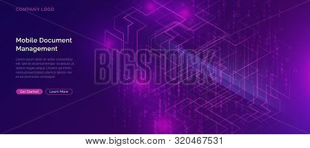 Big Data Waterfall Or Cascade, Digital Binary Code Data Flow Analysis Visualization, Isometric Vecto