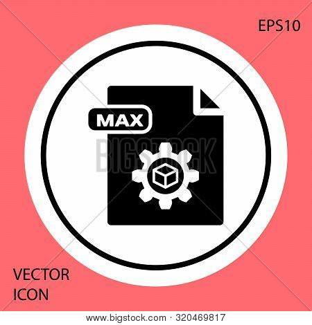 Black Max File Document. Download Max Button Icon Isolated On Red Background. Max File Symbol. White