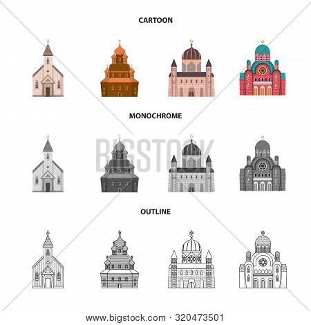 Vector Design Of Cult And Temple Symbol. Set Of Cult And Parish Vector Icon For Stock.