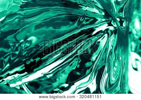 Fluid Mint Metal Background. Multicolor Trendy Backdrop.