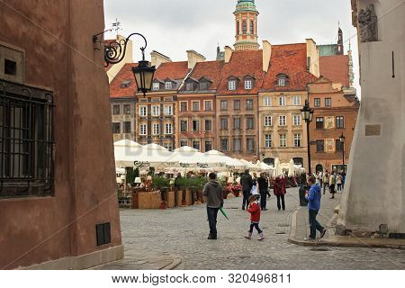 Warsaw, Poland - May 12, 2012: View Of The Warsaw Old Town Market Place (rynek Starego Miasta). Is T