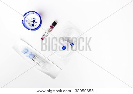 Insulin Ampoule And Continuous Glucose Monitor Cgm, Equipment Isolated On White Background. Health P