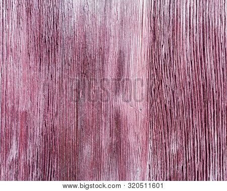 Old Wooden Texture Of Purple Color With Crack.  Wooden Painted Surface. Close Up Wood. Natural Fon. 
