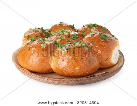 Traditional Ukrainian Garlic Bread (pampushky) On White Background