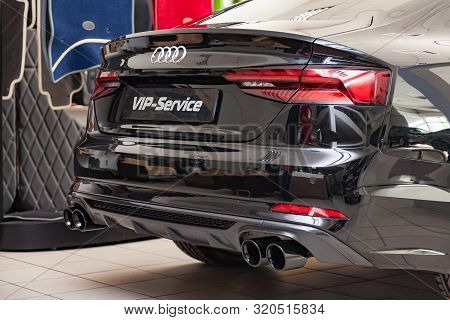Novosibirsk, Russia - 08.01.2018: Rear View Of The 2019 Audi A5 Sportback  Prepared For Sale And Exh