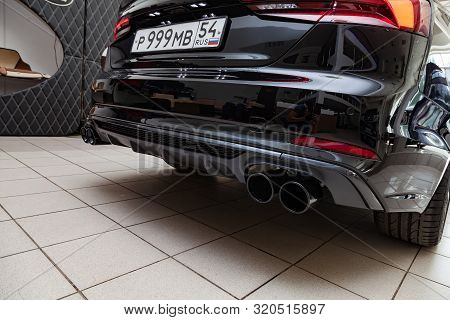 Novosibirsk, Russia - 08.01.2018: Rear View Of The 2019 Audi A5 Sportback  Prepared For Sale And Exh