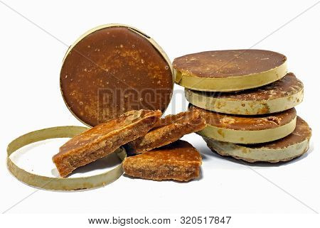 Palm Jaggery , Palm Sugar Isolated On White