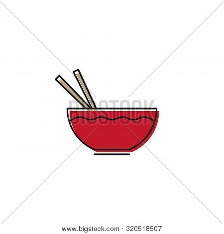 Noodles Bowl Vector Icon Symbol Isolated On White Background