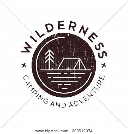 Outdoor Camping Stamp Logo - Vector Illustration On A Light Background