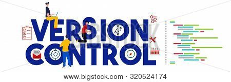 Version Control System Or Vcs In The Form Of Binary Code Coding Programming Illustration Flat