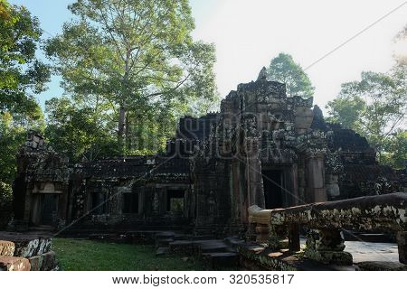 The Medieval Khmer Temple Of Banteay Kdei. Architectural Attraction. The Ancient Building.