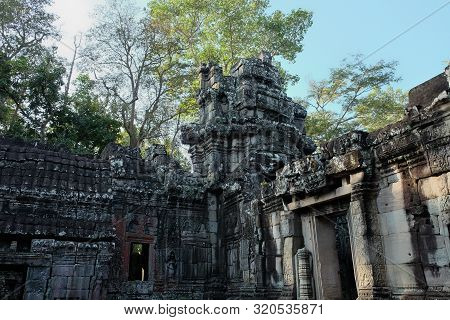 The Medieval Khmer Temple Of Banteay Kdei. Architectural Attraction. The Ancient Building.