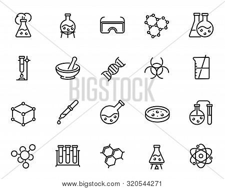 Chemical Lab Research Vector Linear Icons Set