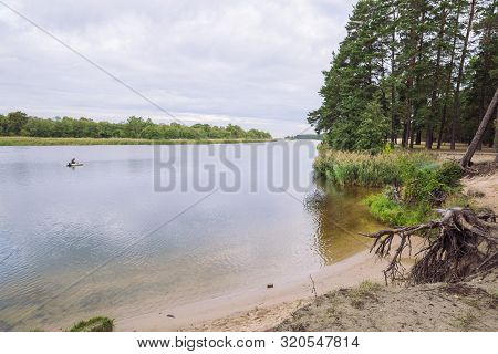 City Carnikava, Latvian Republic. Green Nature In Summer With River Gauja And Waves. Travel Photo. S