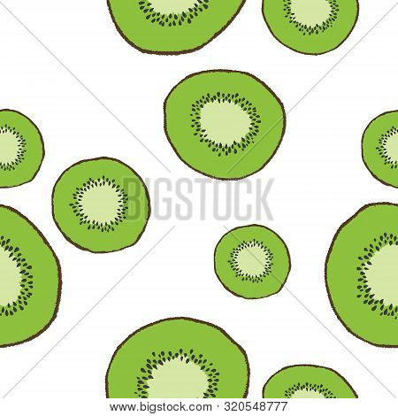 Kiwi Fruit Bladder Interrupts Seamless Pattern. Food Illustration.