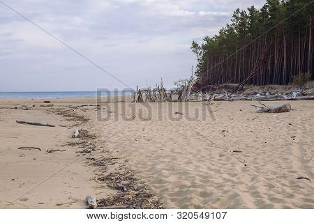 City Carnikava, Latvian Republic. Green Nature In Summer With Baltic Sea And Waves. Travel Photo. Se