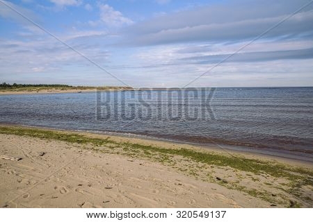 City Carnikava, Latvian Republic. Green Nature In Summer With Baltic Sea And Waves. Travel Photo. Se