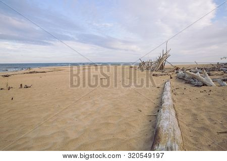 City Carnikava, Latvian Republic. Green Nature In Summer With Baltic Sea And Waves. Travel Photo. Se