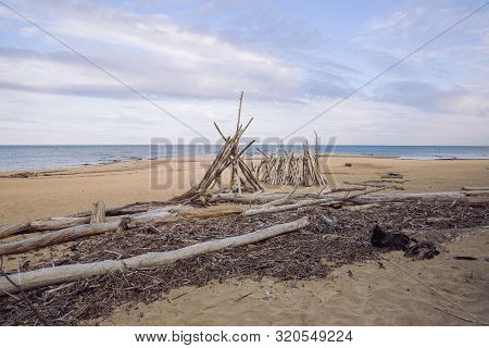 City Carnikava, Latvian Republic. Green Nature In Summer With Baltic Sea And Waves. Travel Photo. Se
