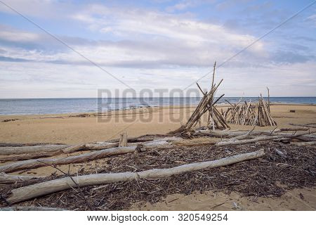 City Carnikava, Latvian Republic. Green Nature In Summer With Baltic Sea And Waves. Travel Photo. Se