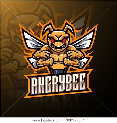 Angry Bee Mascot Logo Design With Text