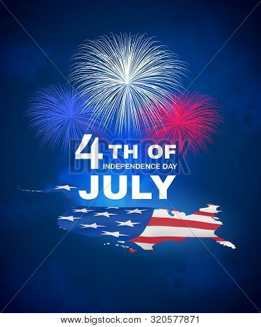 Patriotic Holiday Design. Celebration Of The Usa 4th Of July. Usa Map - Textured American Flag With 