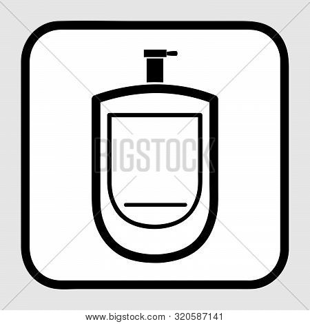 Vector, Outline Icon Stye Of Urinoir, Public Restroom, At Gray Background.