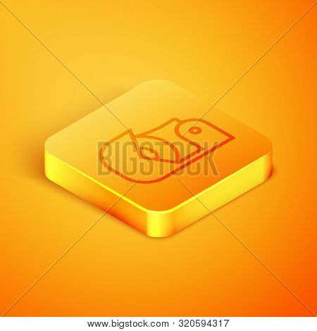 Isometric Line Scotch Icon Isolated On Orange Background. Roll Of Adhesive Tape For Work And Repair.