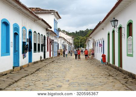 Paraty, Brazil - October 14, 2014: People Visit The Old Town Of Paraty (state Of Rio De Janeiro). Th